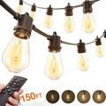 150FT Outdoor String Lights LED with Remote Dimmable Waterproof