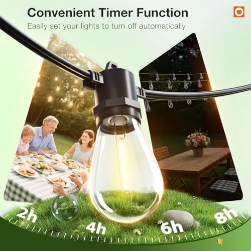150FT Outdoor String Lights LED with Remote Dimmable Waterproof, alternate view 3