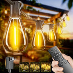 150FT Outdoor String Lights with Remote & Dimmable, 55+2 Shatterproof Waterproof Bulbs, Dimmable Outside Hanging