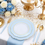 150pieces Baby Blue Plastic Plates with Gold Rim - Disposable Gold Plastic Silverware With Blue Handle-Baroque, alternate