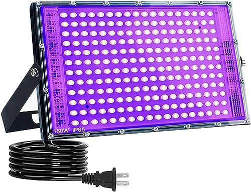 150W Black Lights, Blacklight Flood Light with Plug and Switch, for Glow Party, Halloween, Fluorescent Poster