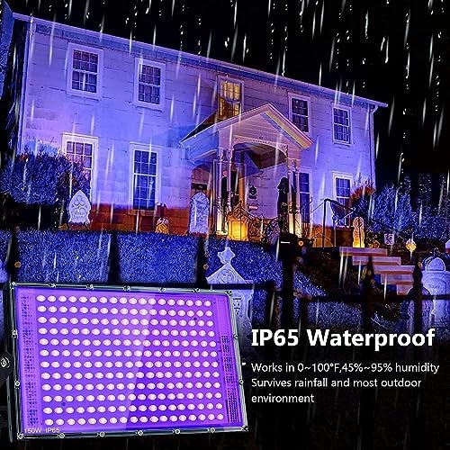 150W Black Lights, Blacklight Flood Light with Plug and Switch, for Glow Party, Halloween, Fluorescent Poster, alternate view