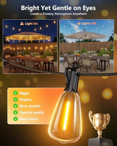 151FT Solar String Lights Outdoor, 48+2 Shatterproof LED Lights, alternate view 2