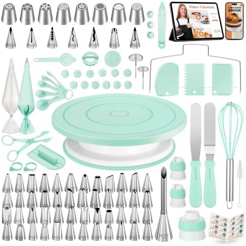 158 Cake Decorating Kit Baking Supplies Tools for Beginners & Pros in Green