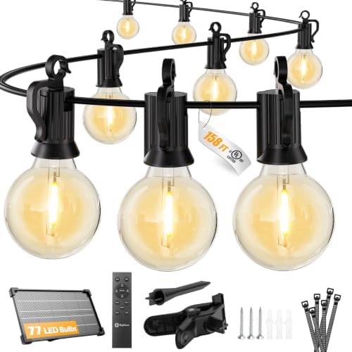 158FT 77LED Solar String Lights Outdoor with Remote & USB Port
