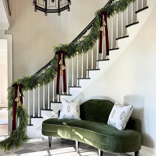 15FT Christmas Norfolk Pine Garland Real Touch Pine Artificial Garlands Faux Greenery Garland Winter Christmas