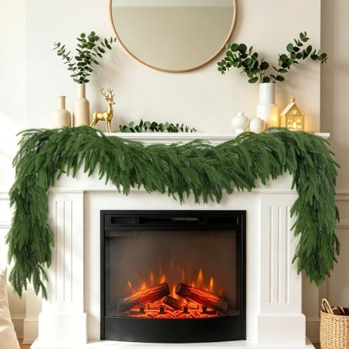 15FT Norfolk Pine Garland, Realistic Artificial Christmas Greenery Decor in Green, alternate view 7