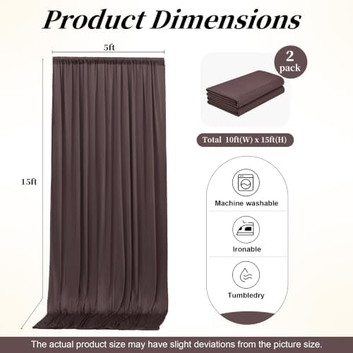 15ft x 10ft Brown Backdrop Curtains, Wrinkle Free Drapes Back Drop Cloth in Brown, alternate view 4
