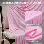 15ft x 10ft Pink Backdrop Curtains, Wrinkle Free Drapes Back Drop Cloth in 5FT×15FT_2 Panels in Pink, alternate view 3
