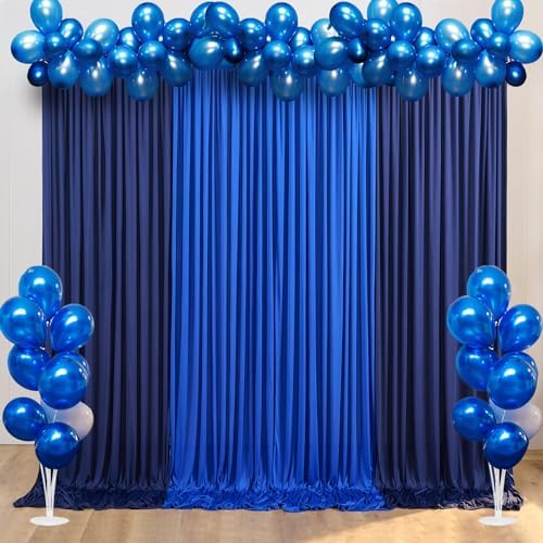 15ft x 10ft Royal Blue and Navy Blue Backdrop Curtains Panels for Parties Wedding, Wrinkle Free Backdrop Drapes