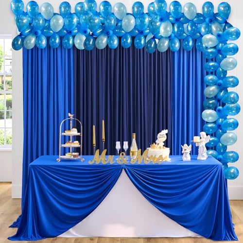 15ft x 10ft Royal Blue and Navy Blue Backdrop Curtains Panels for Parties Wedding, Wrinkle Free Backdrop Drapes, alternate
