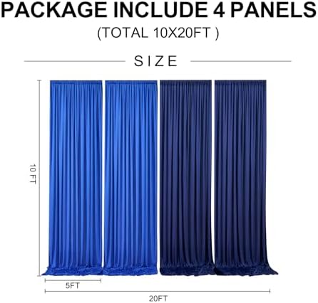 15ft x 10ft Royal Blue and Navy Blue Backdrop Curtains Panels for Parties Wedding, Wrinkle Free Backdrop Drapes, alternate