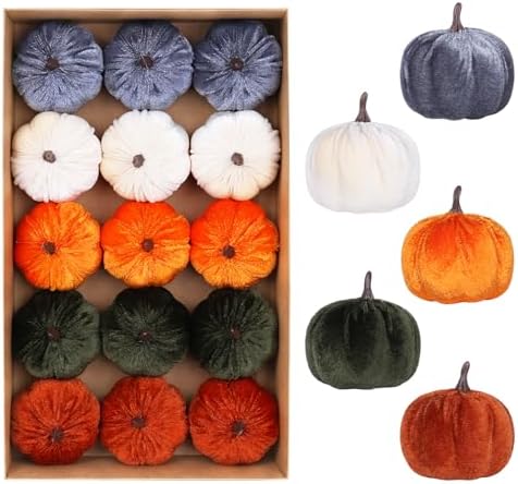 15PCS Fall Pumpkins for Indoor Autume Thanksgiving Home Decor