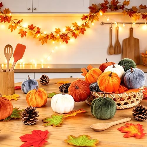 15PCS Fall Pumpkins for Indoor Autume Thanksgiving Home Decor, alternate view 2
