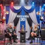 15x10ft Black Blue and Metallic Silver Backdrop Curtains, Wrinkle Free 6 Panels 2.5x10ft Polyester Drapery, alternate view 7