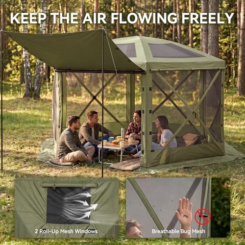 15x15ft Pop-Up Canopy Tent with Removable Top, Screen Gazebo, Green in 15x15ft in Green, alternate view 4