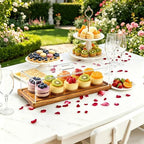 15x6'' Rectangular Acacia Wood Cake Stand With Acrylic Lid Serving Platter in 15*6'', alternate view 2