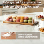 15x6'' Rectangular Acacia Wood Cake Stand With Acrylic Lid Serving Platter in 15*6'', alternate view 4