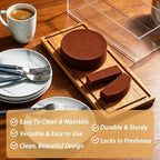 15x6'' Rectangular Acacia Wood Cake Stand With Acrylic Lid Serving Platter in 15*6'', alternate view 5