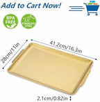 16.3" x 11" Gold Serving Trays Set of 2, Stainless Steel in Gold-40x28cm, alternate view 3