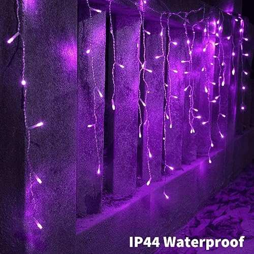 16.5ft 192 LED Halloween Icicle Lights Outdoor, Icicle Christmas Lights with Remote, 8 Modes Twinkle Curtain, alternate view
