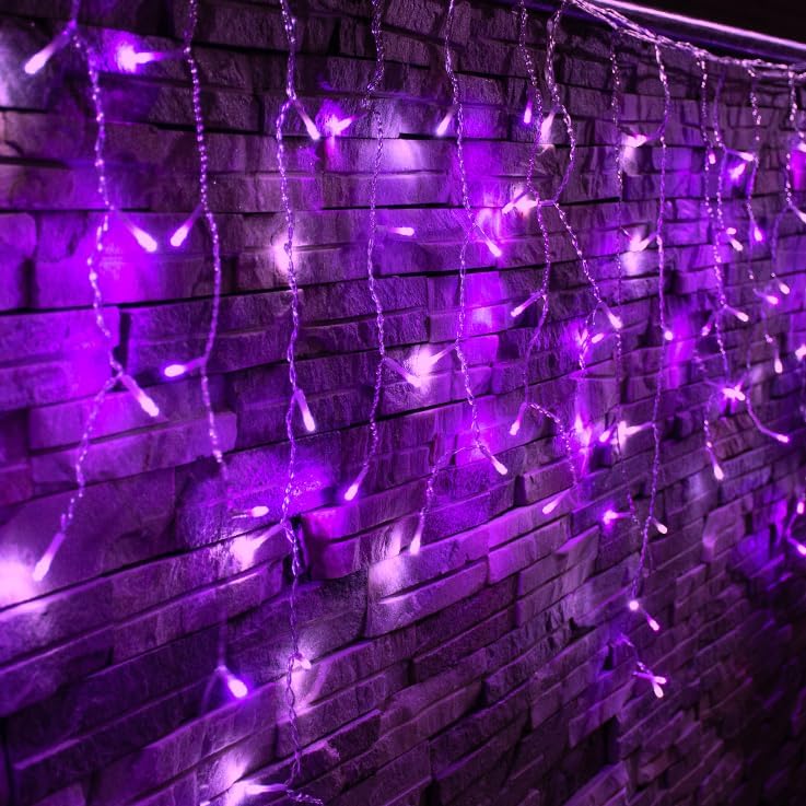 16.5ft 192 LED Halloween Icicle Lights Outdoor, Icicle Christmas Lights with Remote, 8 Modes Twinkle Curtain, alternate view