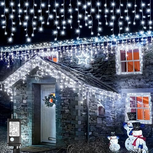 16.5FT 200 LED Icicle Lights for Outside, White Christmas Lights Outdoor