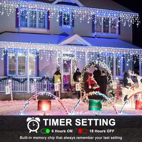 16.5FT 200 LED Icicle Lights for Outside, White Christmas Lights Outdoor, alternate view 3