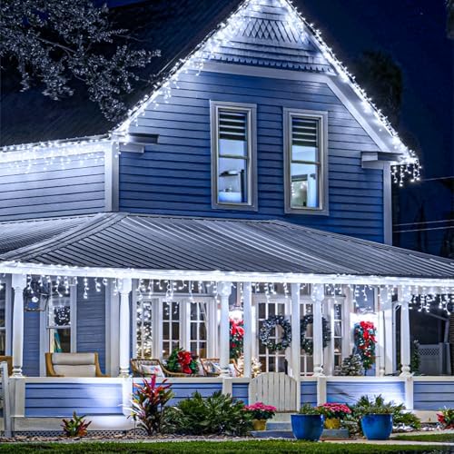 16.5FT 200 LED Icicle Lights for Outside, White Christmas Lights Outdoor, alternate view 5