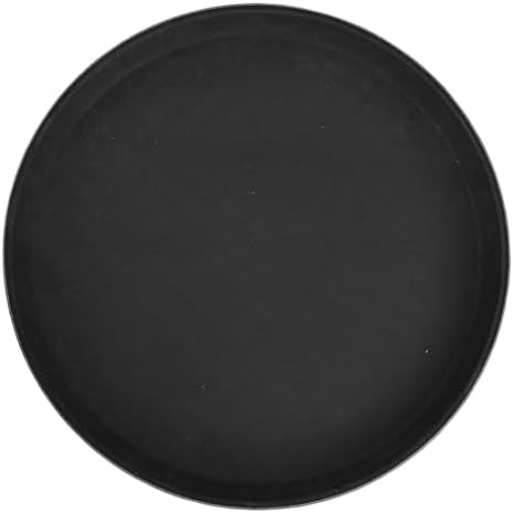 16" Black Round Fiberglass Glass Tray in Black