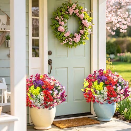 16 Bundles Artificial Flowers for Outdoors Fake Plants Outside Decoration, Morning Glory UV Resistant Realistic, alternate