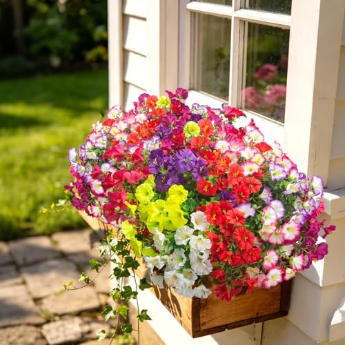 16 Bundles Artificial Flowers for Outdoors Fake Plants Outside Decoration, Morning Glory UV Resistant Realistic, alternate