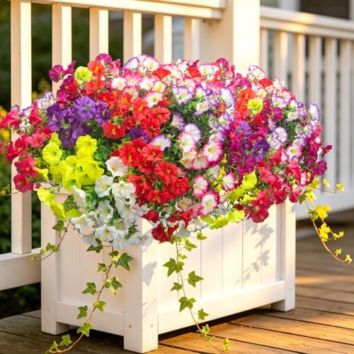 16 Bundles Artificial Flowers for Outdoors Fake Plants Outside Decoration, Morning Glory UV Resistant Realistic, alternate