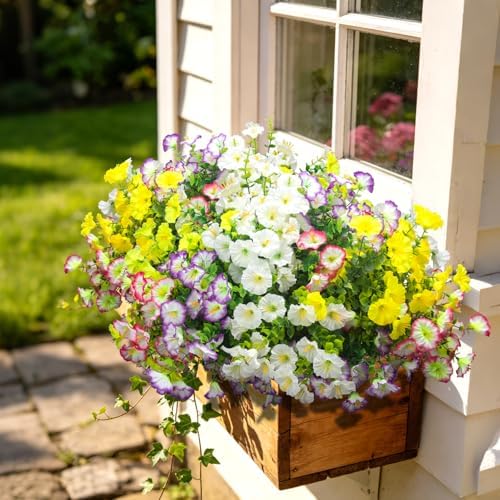 16 Bundles Artificial Flowers for Outdoors Fake Plants Outside Decoration, Morning Glory UV Resistant Realistic, alternate