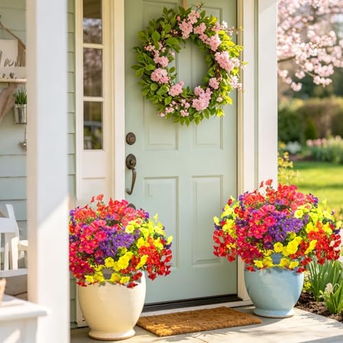 16 Bundles Artificial Flowers for Outdoors Fake Plants Outside Decoration, Morning Glory UV Resistant Realistic, alternate