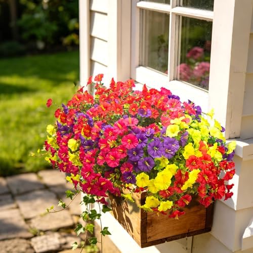 16 Bundles Artificial Flowers for Outdoors Fake Plants Outside Decoration, Morning Glory UV Resistant Realistic, alternate