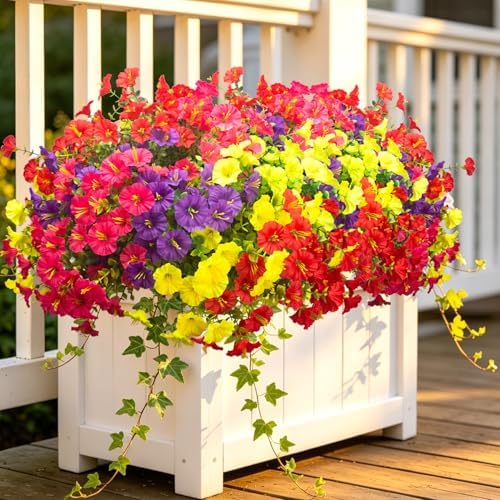 16 Bundles Artificial Flowers for Outdoors Fake Plants Outside Decoration, Morning Glory UV Resistant Realistic, alternate