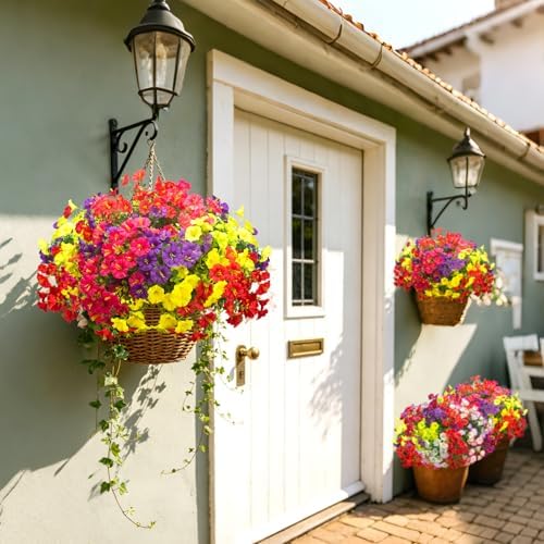 16 Bundles Artificial Flowers for Outdoors Fake Plants Outside Decoration, Morning Glory UV Resistant Realistic, alternate