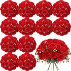 16 Bundles Artificial Peonies Flowers, Bright Red in Bright Red