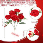 16 Bundles Artificial Peonies Flowers, Bright Red in Bright Red, alternate view 2