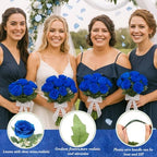 16 Bundles Artificial Peonies Flowers, Royal Blue in Royal Blue, alternate view 3