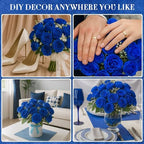 16 Bundles Artificial Peonies Flowers, Royal Blue in Royal Blue, alternate view 5