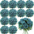 16 Bundles Artificial Peonies Flowers, Teal in Teal
