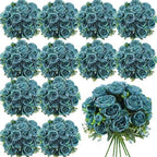 16 Bundles Artificial Peonies Flowers, Teal in Teal