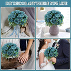 16 Bundles Artificial Peonies Flowers, Teal in Teal, alternate view 6