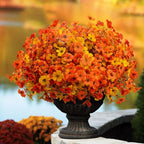 16 Bundles UV Resistant Artificial Fall Flowers Faux Mums for Outdoors in Yellow Orange, alternate view 3