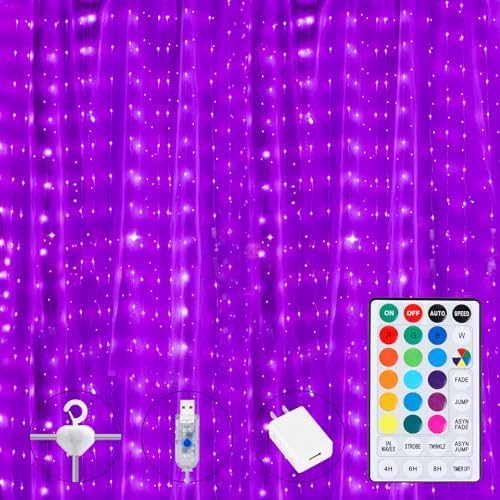 16 Colors Changing Curtain Lights - 400 LED 14.8 X 9.8 FT Fairy String, 7 Modes Twinkle with Remote, Backdrop