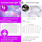 16 Colors Changing Curtain Lights - 400 LED 14.8 X 9.8 FT Fairy String, 7 Modes Twinkle with Remote, Backdrop, alternate view