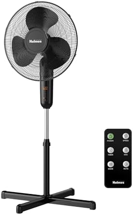 16" Digital Stand Fan, 80° Oscillation, 3 Speeds, 3 Modes, 7.5 Hour Timer, Adjustable Height, 30° Adjustable