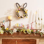 16'' Easter Bunny Wreath for Front Door with Light, Pre-lit Spring Rabbit Wreath Decoration with Pastel Speckled, alternate